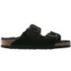 Sandals * | Birkenstock Arizona Shearling Lined Narrow Sandal Women'S Outlet Black/Black Suede