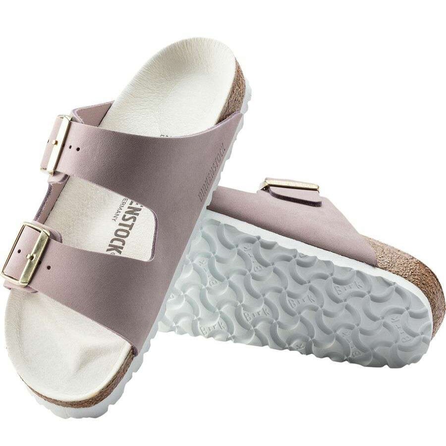 Sandals * | Birkenstock Arizona Soft Footbed Microfiber Narrow Sandal Women'S Online Lilac Nubuck