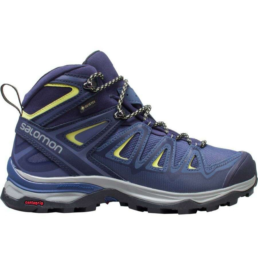 Outdoor Shoes * | Salomon X Ultra 3 Mid Gtx Wide Hiking Boot Women'S Sale Crown Blue/Evening Blue/Sunny Lime