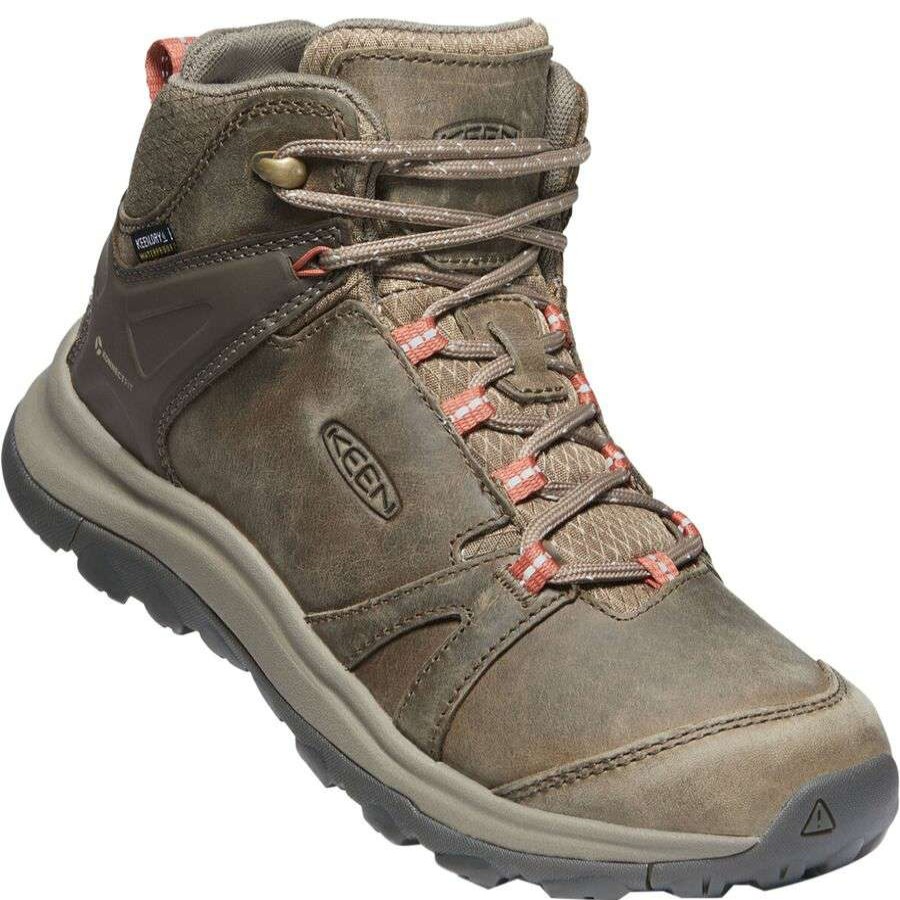 Outdoor Shoes * | Keen Terradora Ii Leather Mid Wp Hiking Boot Women'S Sale Brindle/Redwood