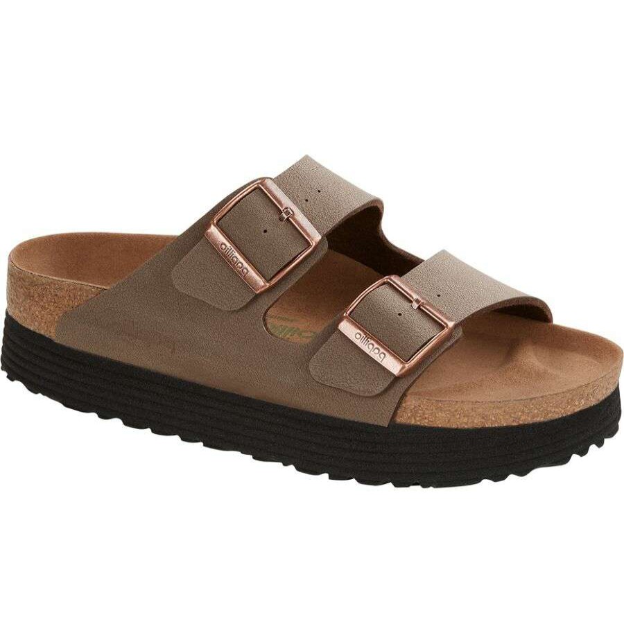 Sandals * | Birkenstock Arizona Platform Vegan Narrow Sandal Women'S Sale Mocha Birkibuc