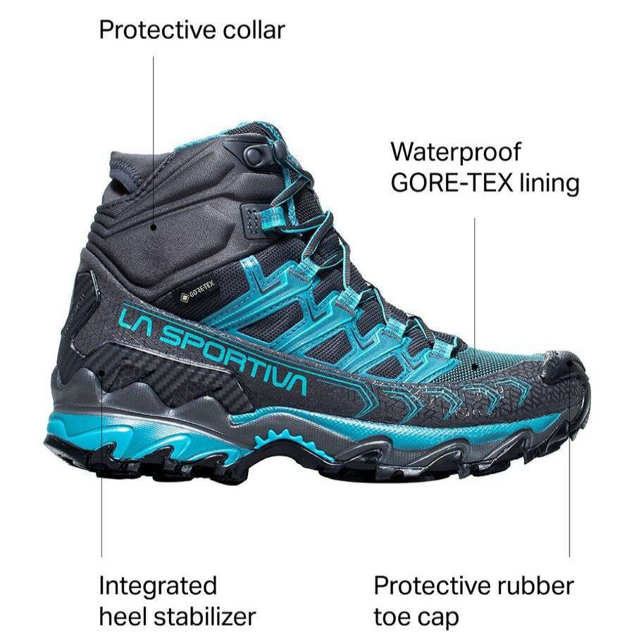 Outdoor Shoes * | La Sportiva Ultra Raptor Ii Mid Gtx Hiking Boot Women'S Discount Carbon/Topaz